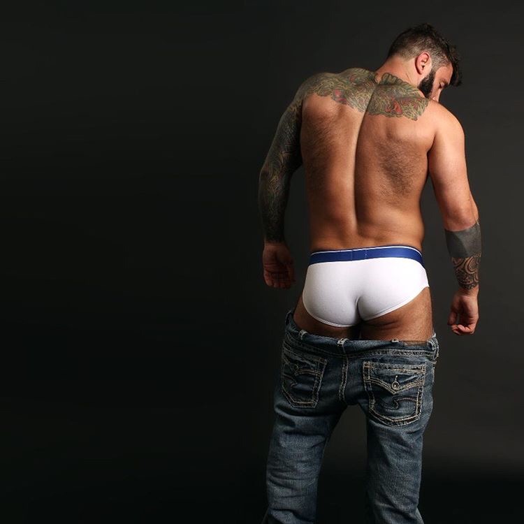Simon Marini posing in Walking Jack underwear