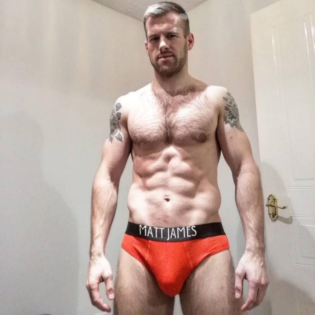 Adam Coussins - Matt James underwear - red briefs