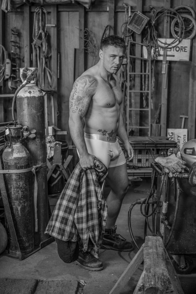 Matt James underwear white boxers Model Perrie by Markus Brehm