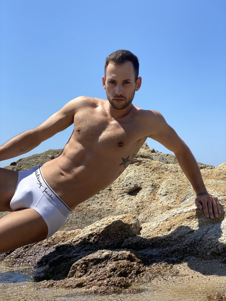 Walking Jack underwear - white briefs Solid - model Stathis for Men and Underwear