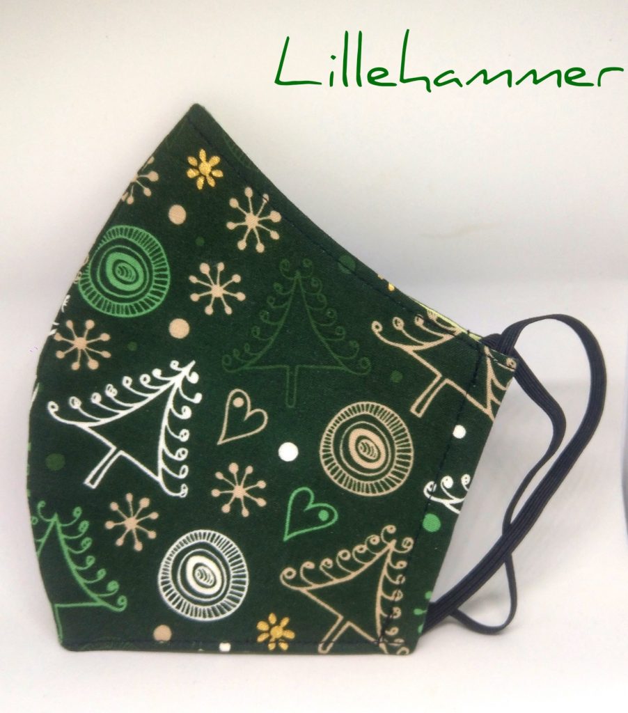 Handmade Face Covering - Mask with cotton and gause - Lillehammer - Christmas themed