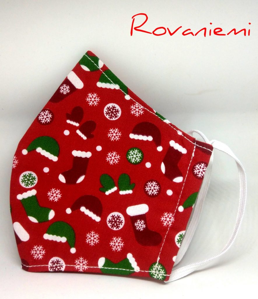 Handmade Face Covering - Mask with cotton and gause - Lillehammer - Christmas themed