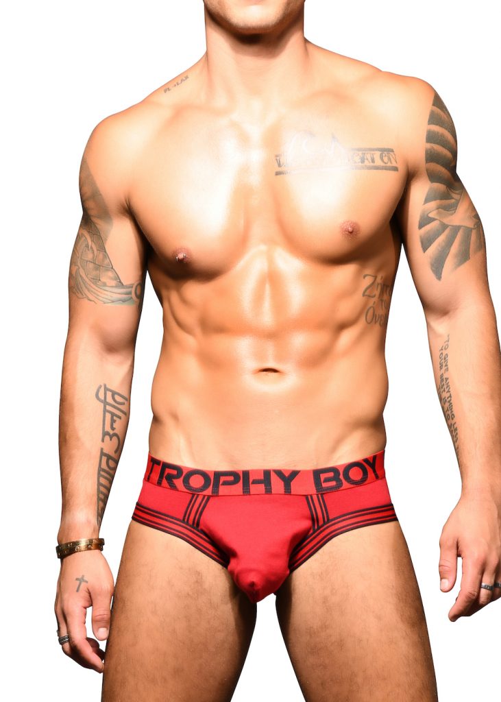 Small Red Andrew Christian Trophy Boy Mesh Brief Jock