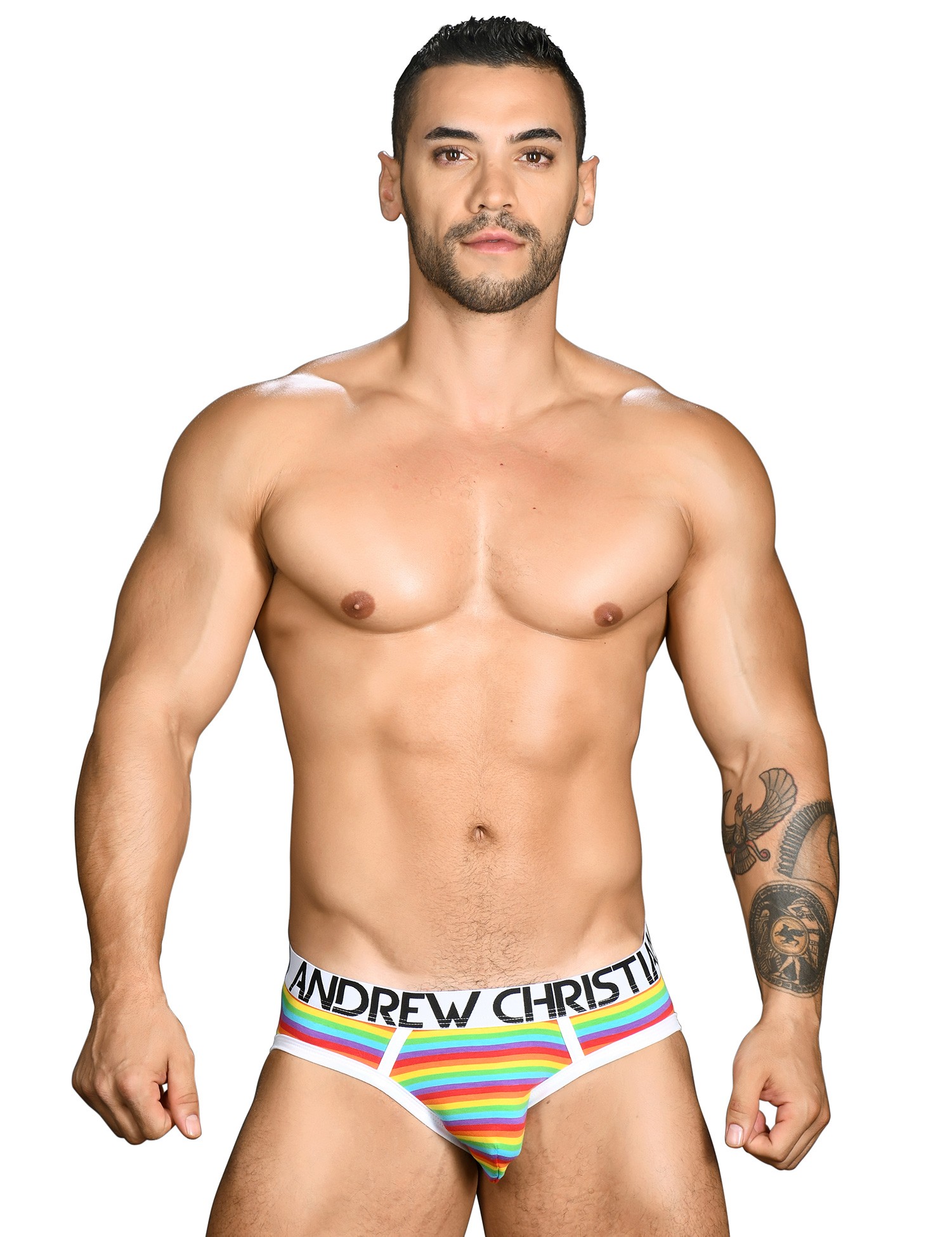 Andrew Christian - Pride Rainbow Stripe Love Brief w/ Almost Naked