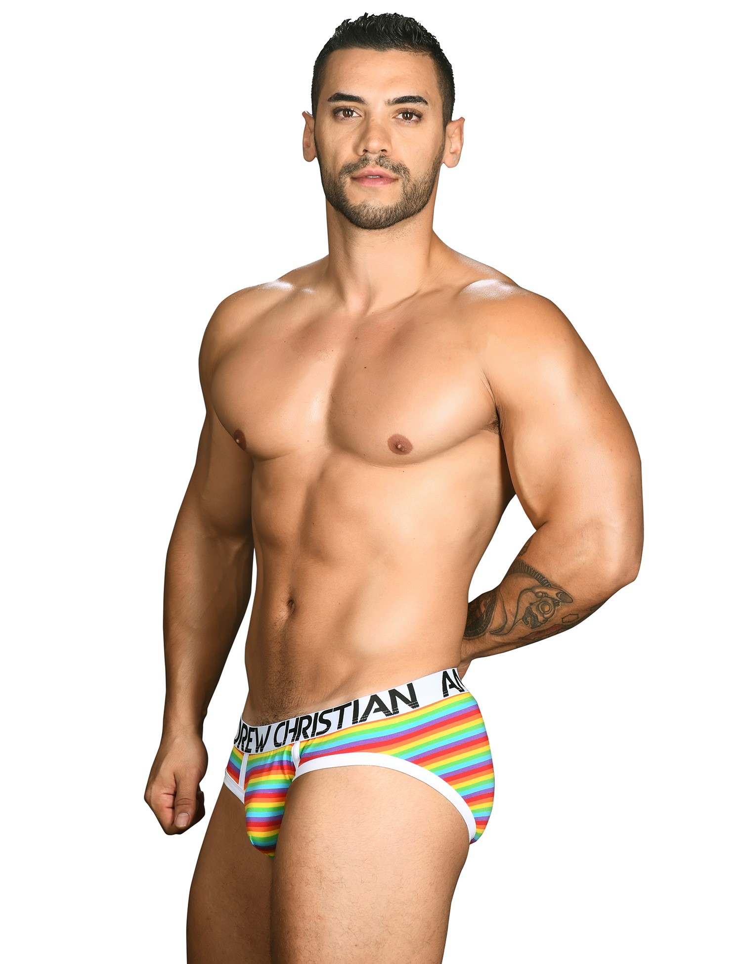 Andrew Christian - Pride Rainbow Stripe Love Brief w/ Almost Naked