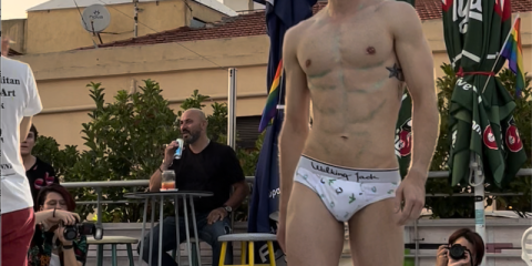 Thess Pride - Model Stathis in Walking Jack Letters underwear
