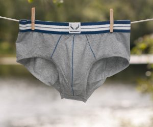 Bluebuck underwear - Grey Briefs with navy blue stitching