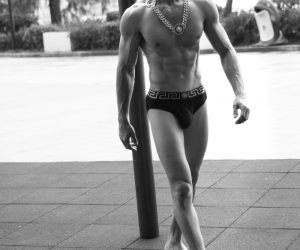 Taner Sigirtmac poses in Versace for Baldovino Barani