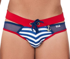 Candyman Stripe Mesh Cut Out Brief