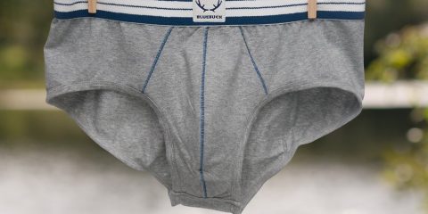 Bluebuck underwear - Grey Briefs with navy blue stitching