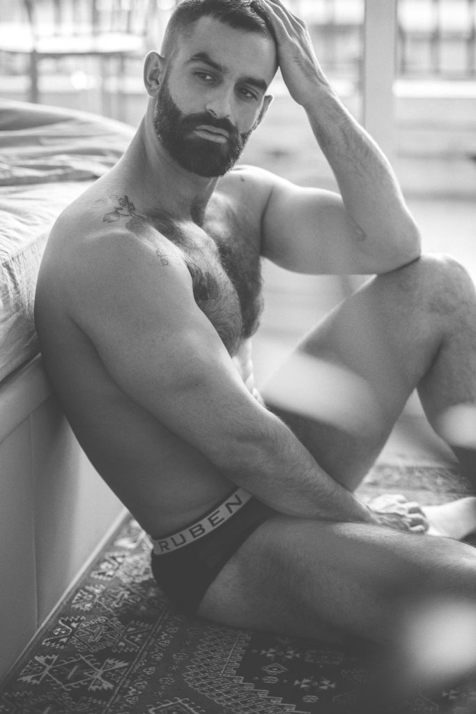 Spanish model Luche gets photographed in undies by Ruben Galarreta photographed by Borja Penacho