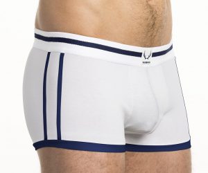 Bluebuck underwear white trunks with navy binding side