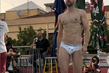 Thess Pride - Model Stathis in Walking Jack Letters underwear