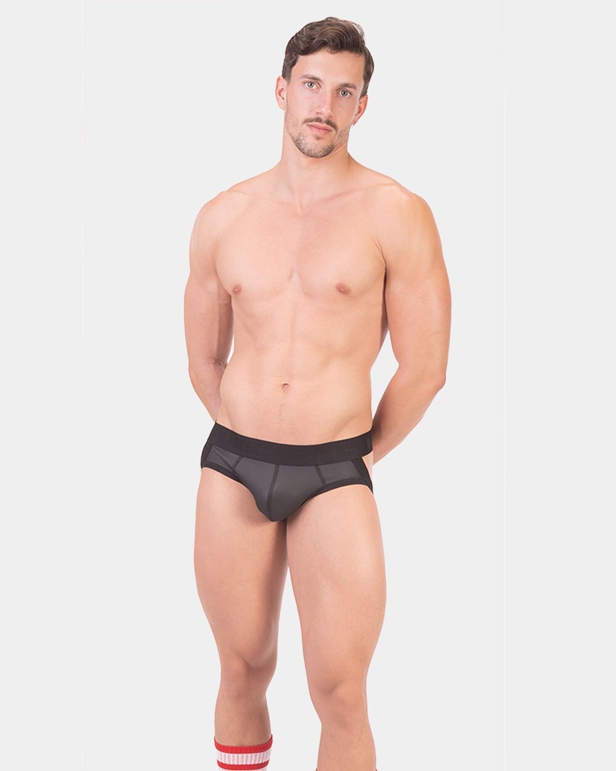The Barcode Berlin Jock Miko is a fetish-inspired jock brief in black. An innovative pair of underwear with a black fabric made from a unique mix of polyester, polyurethane and elastane. Check it out:
_____
menandunderwear.com/shop